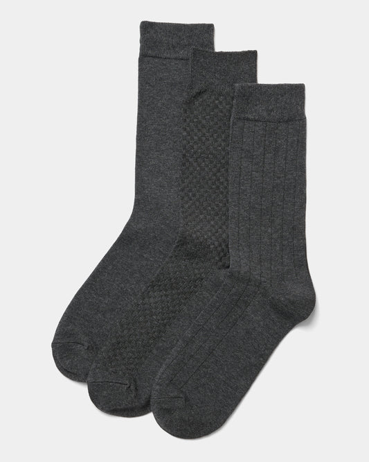 Dress Socks 3 Pack Charcoal