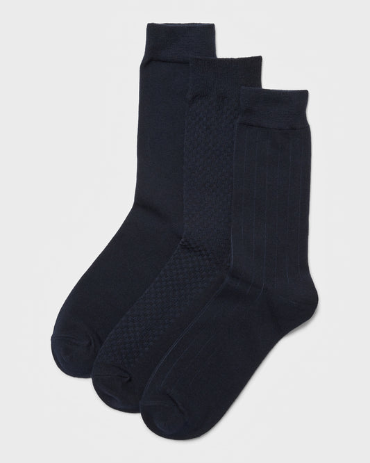 Dress Socks 3 Pack Navy